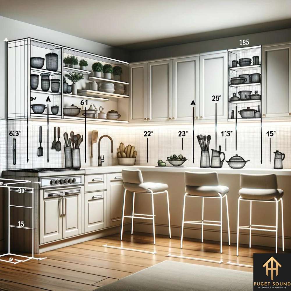 PugetSoundBNR An image showing a kitchen with a variety of countertop heights, designed to cater to users' different needs